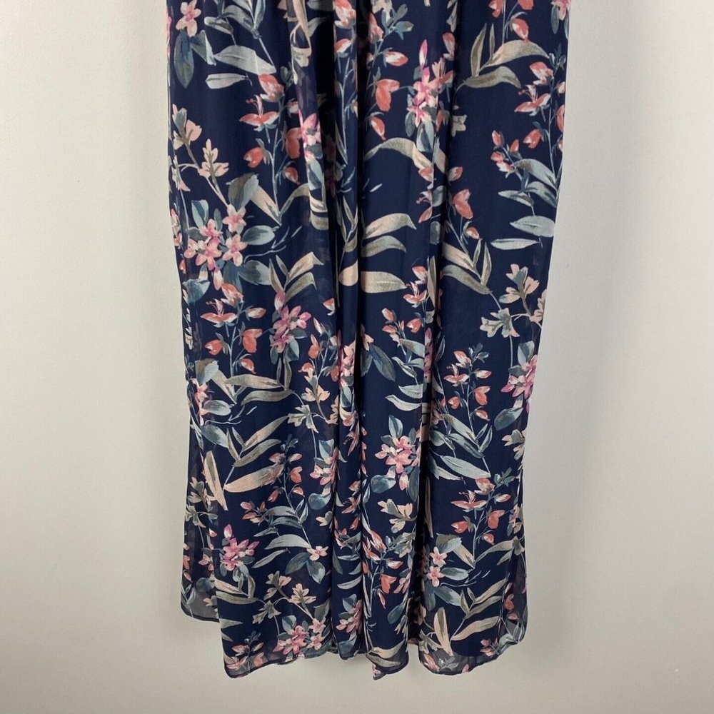 Gal Meets Glam Siena Dress Size 10P Blue Floral Maxi Halter Smocked Flowy - Picture 3 of 10